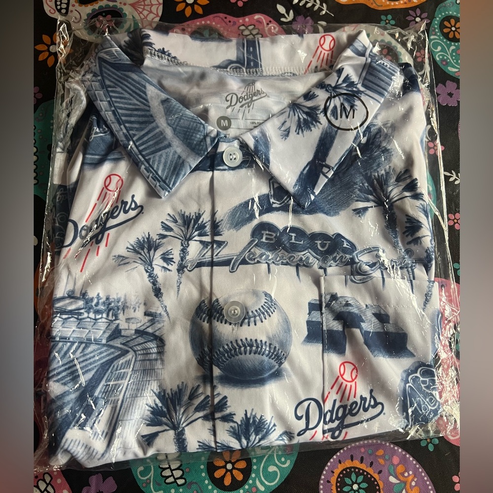 Blue and White Dodgers Themed Shirt